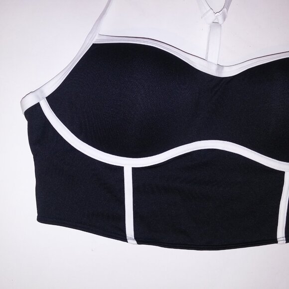 Victoria Secret PINK Sports Bra Push Up Ultimate Black White Long Line Padded Ra - Picture 5 of 10